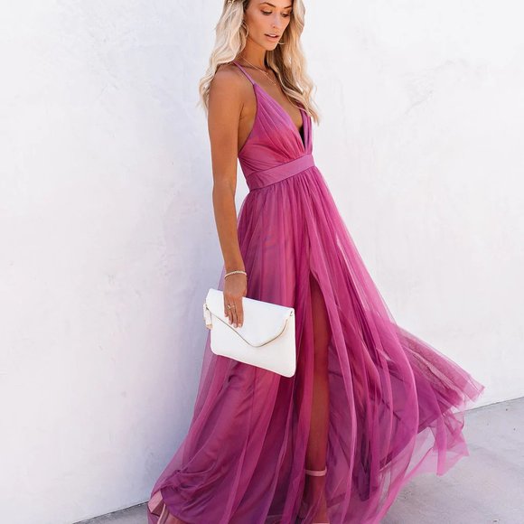 PETAL DUST MAXI DRESS - MAGENTA - Picture 7 of 11